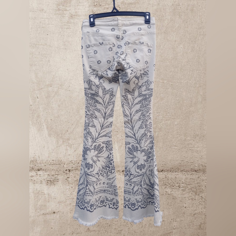 Free People Cream and Black Flare Pants - Picture 2 of 12